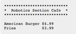 Half-made cafeteria menu